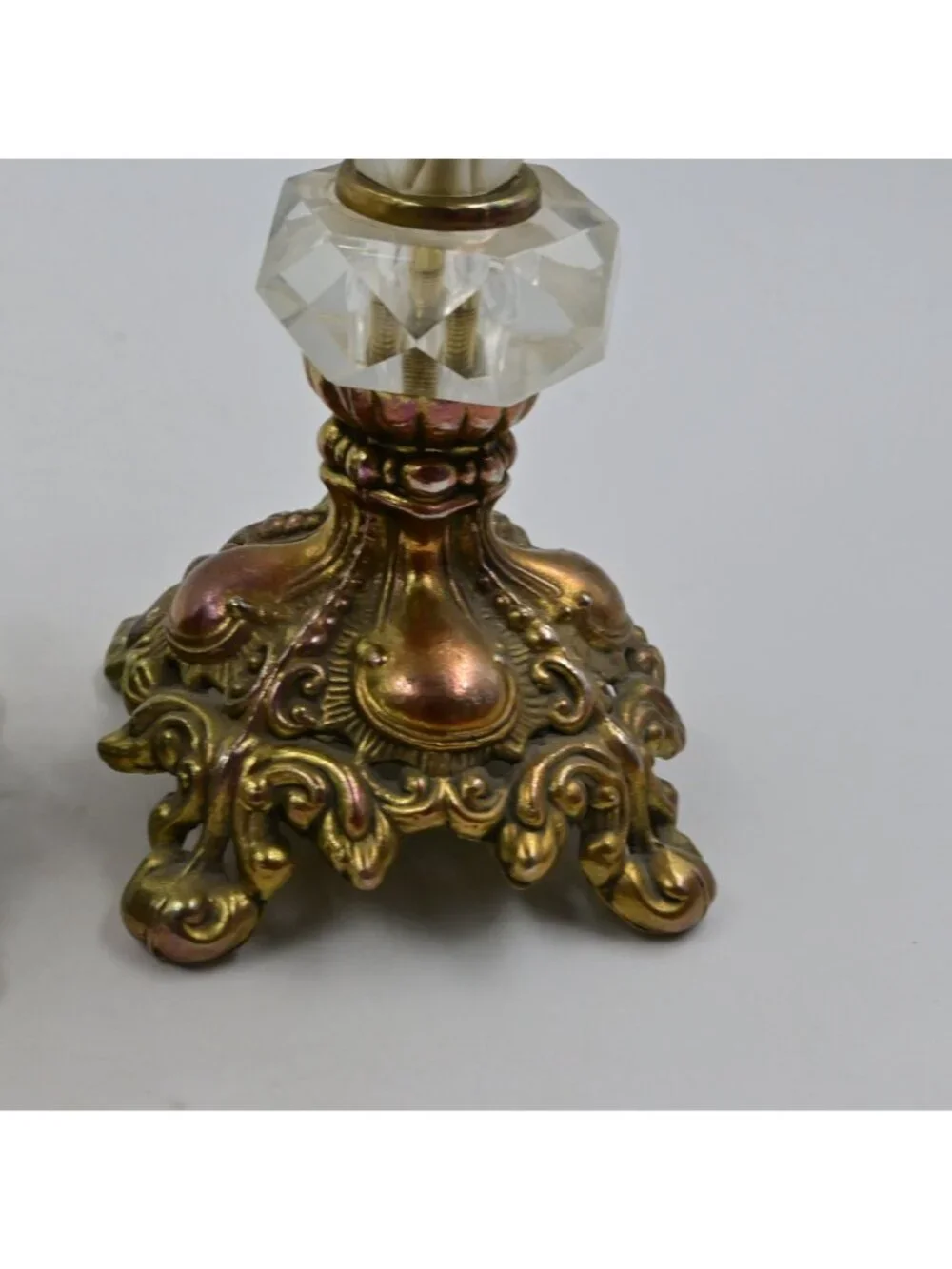 Hollywood Regency Style Ornate Gold cast Brass Candlestick Holders 2 Vintage - Picture 8 of 13